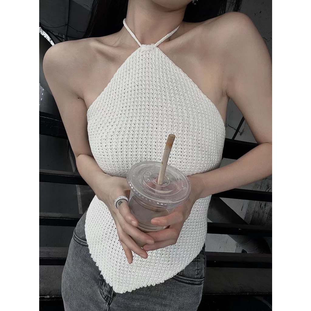 Áo Hai Dây Dệt Kim Phong Cách Hàn Quốc Gợi Cảm Thời Trang Mùa Hè Hàng Mới Dành Cho Bạn Nữ