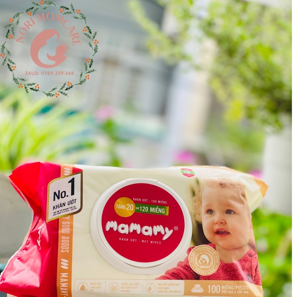 Combo 5 gói khăn ướt Mamamy chính hãng 120 tờ có mùi / không mùi chống rôm sảy, chống hăm, dưỡng ẩm an toàn cho bé