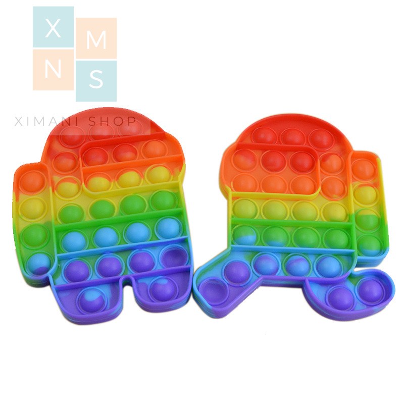 Pop It Among Us Fidget Toy Bong Bóng Bóp Đẩy Cầu Vồng Cao 15cm Đồ Chơi Giải Trí Giảm Căng Thẳng Stre