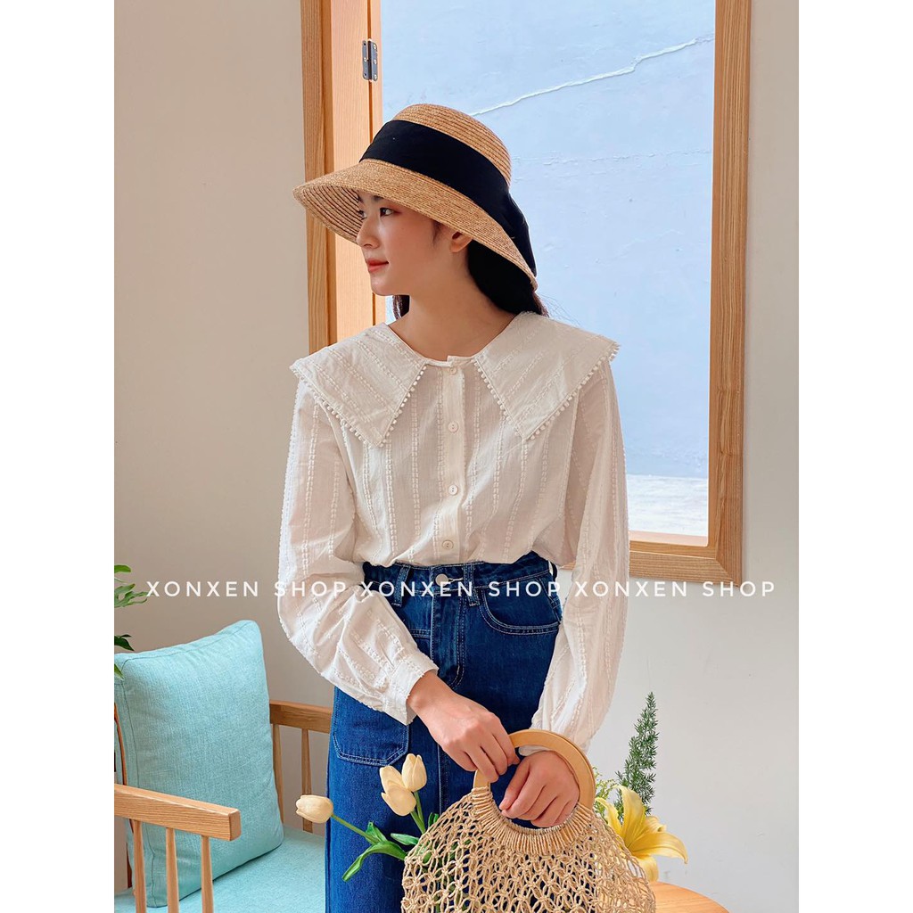 Áo kiểu cổ bèo chất vải xô Xonxen shop free size mã 323