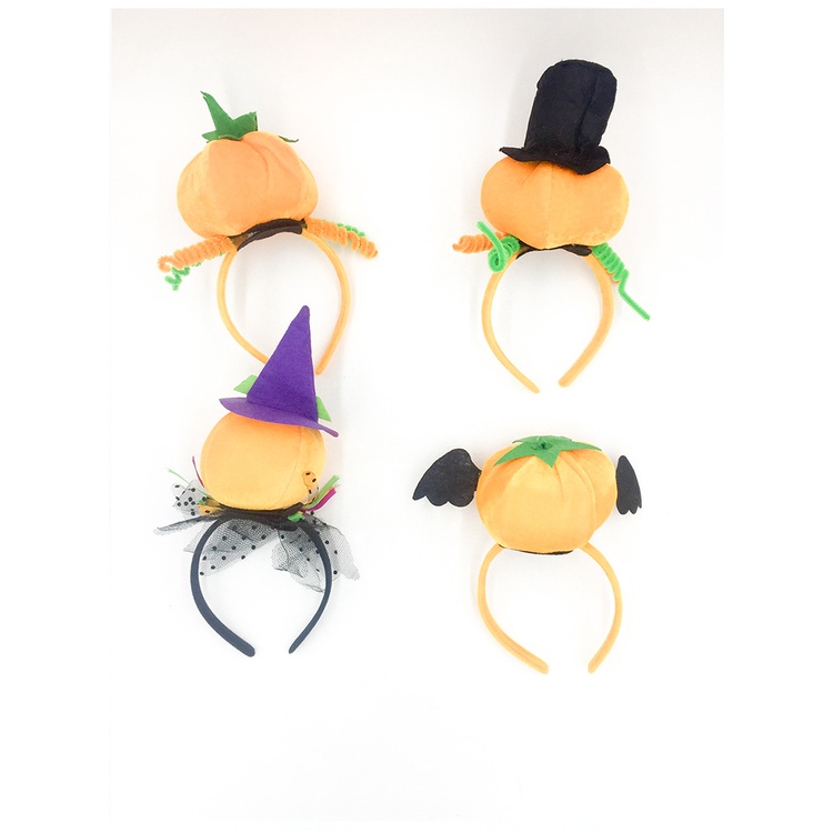 Băng Đô Cài Tóc Kèm Nón Phù Thủy Và Bóng Lông Trang Trí Halloween