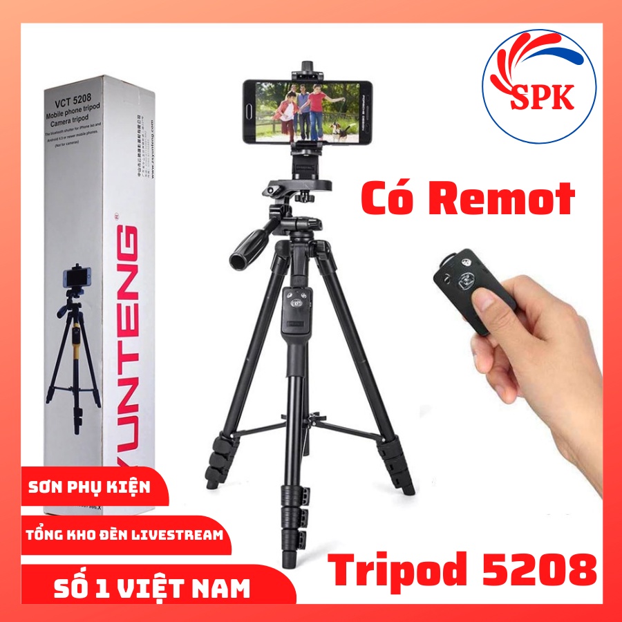 Chân Giá Đỡ Máy Ảnh Tripod YunTeng VCT 5208 Cao 1m25, Có Remot , SPK