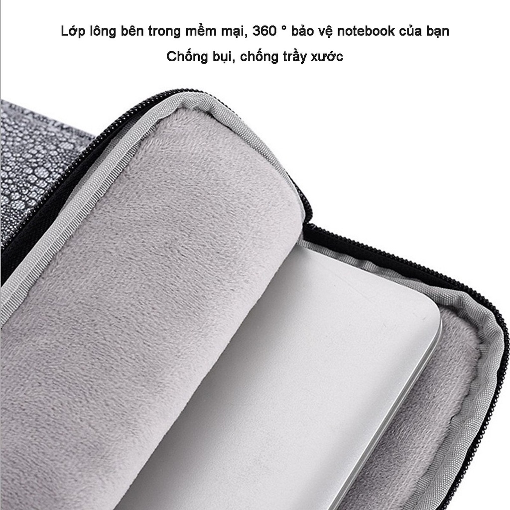 Túi chống sốc Laptop 2 Ngăn Cao Cấp Lót Nhung Logo 3D - 12/13/14/15 Inch