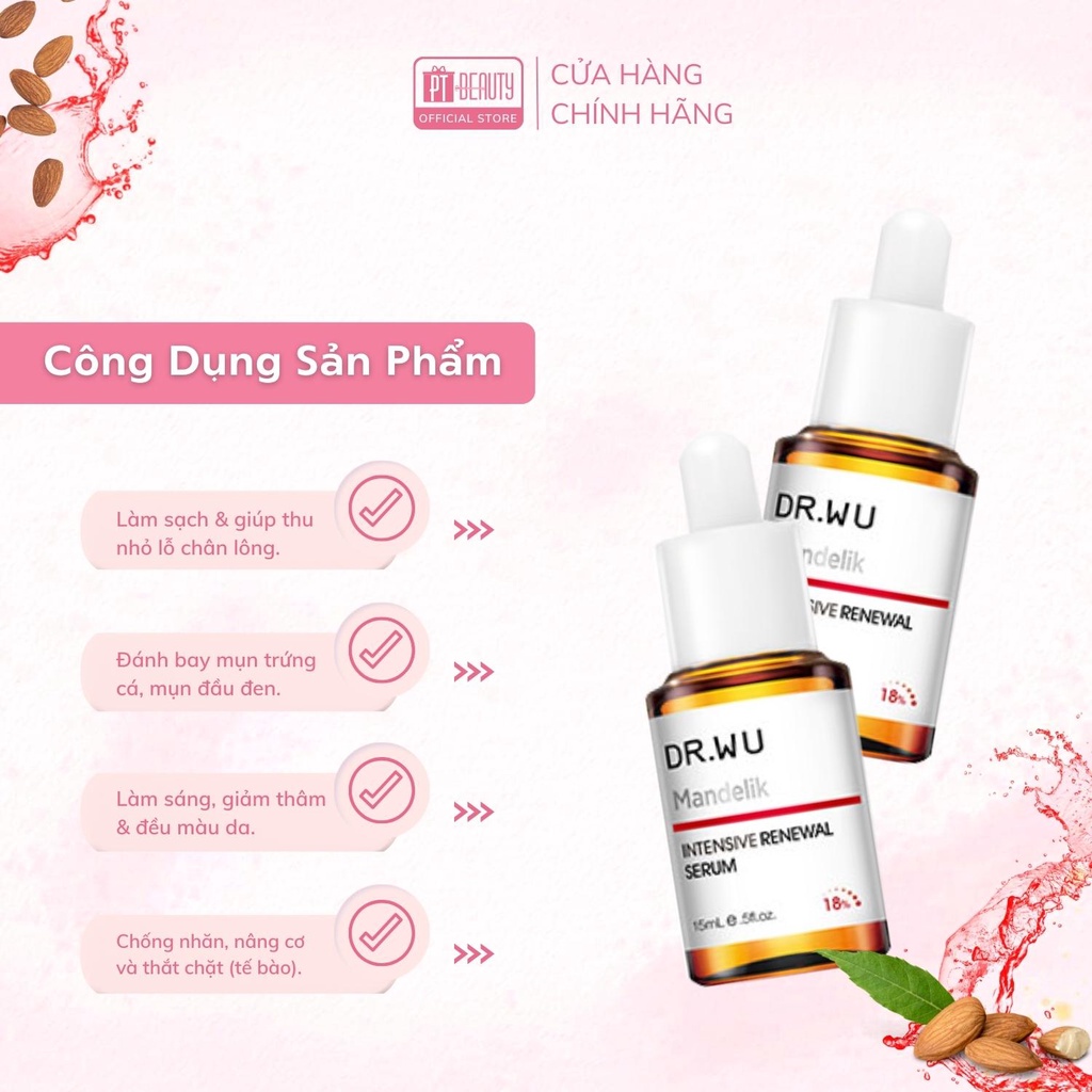 Serum Giúp Ngừa Mụn, Tái Tạo Da Dr Wu Serum Mandelic Acid 18% 15ml/ 30ml