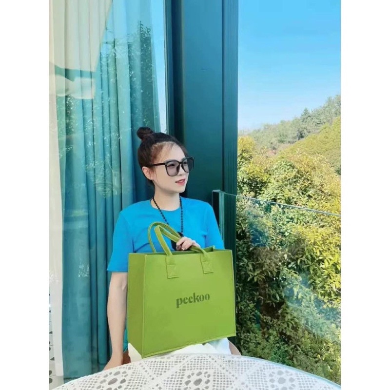 Túi Xách Nữ Bản To Xanh PEEKOO Nội Địa Trung Siêu Hot