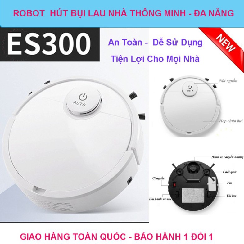 Giá Hot Robot Hút Bụi, Robot Hut Bui - Công Suất Lớn, Hút Siêu Khỏe, Nguồn Cảm Ứng. Bảo Hành 1 Đổi 1. Mua Ngay!ES300
