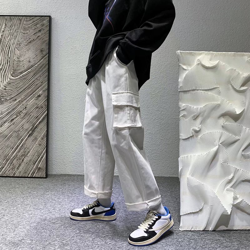 Quần Ống Rộng Phối Túi Phong Cách Hip Hop Thời Trang Hàn Quốc Cho Nam simple quần túi hộp nam bigsize unisex quần ống suông