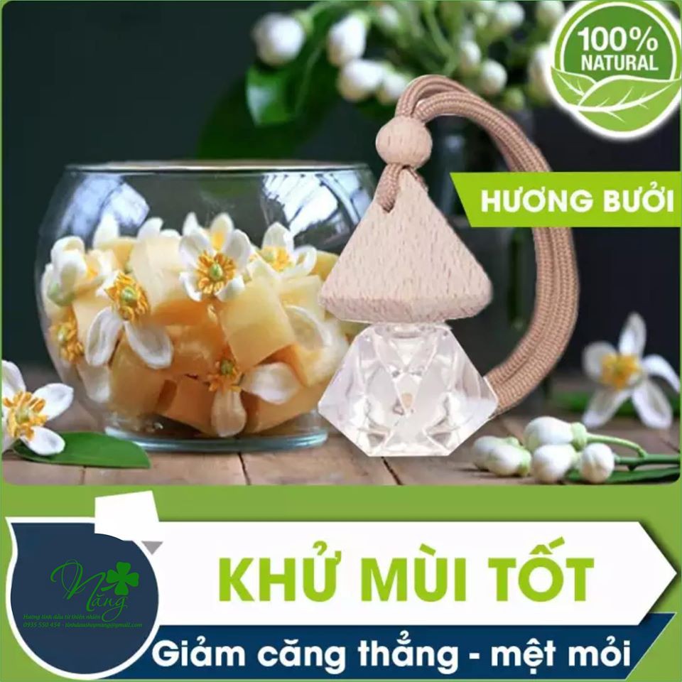 Tinh dầu treo xe Sả, Hoa Bưởi, Quế, Cam, Bạc Hà 10ml, khử mùi, giảm stress, chống say xe, an toàn, nguyên chất