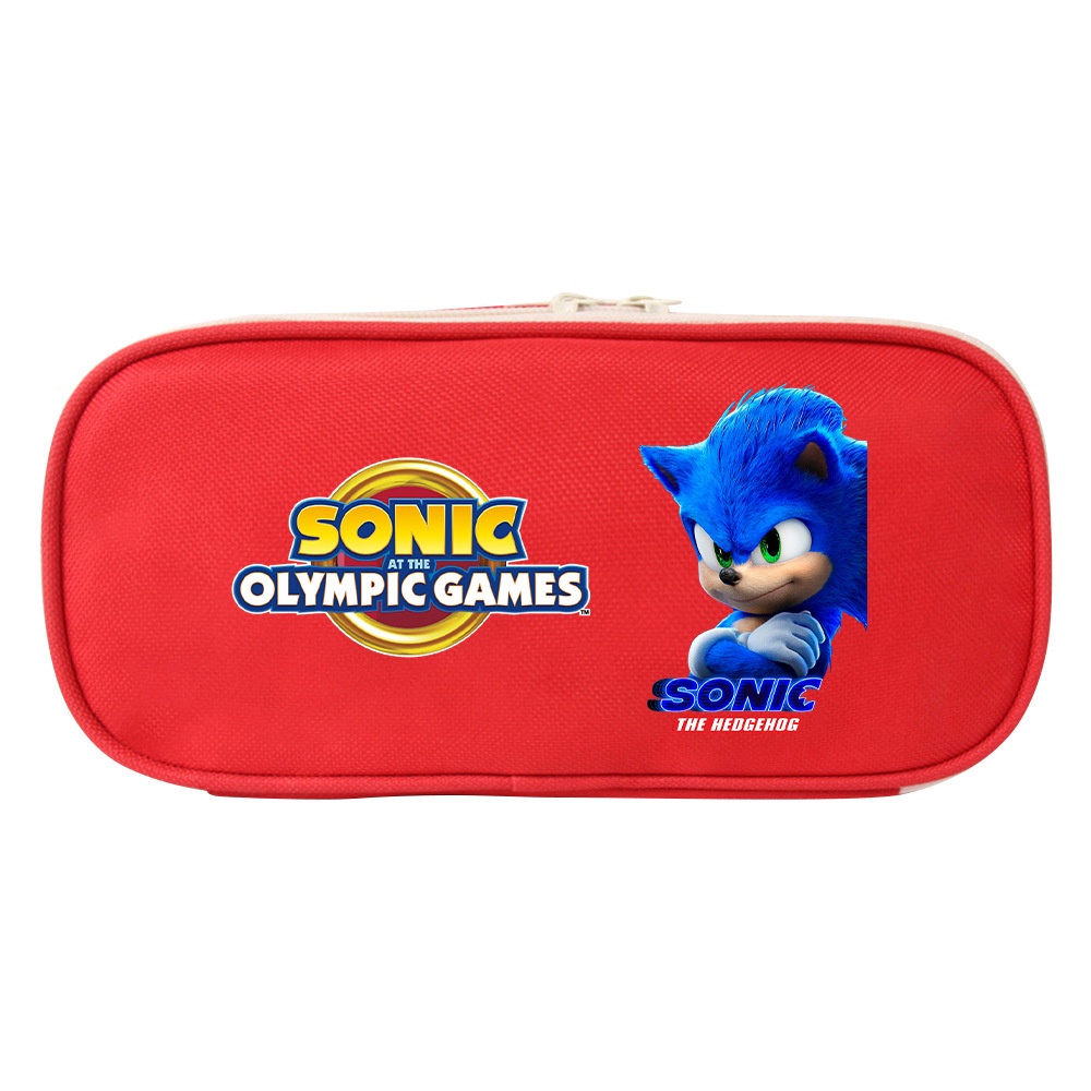 Túi Đựng Bút Vải Canvas Đa Năng Họa Tiết Hoạt Hình Sonic The Hedgehog Cho Học Sinh