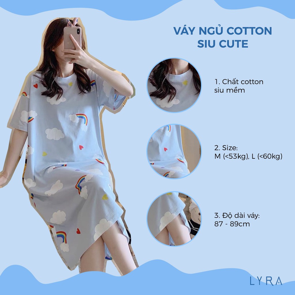[Mã FAMAYWA giảm 10K đơn 50K] Váy ngủ nữ LYRA đầm suông dài form rộng in họa tiết hoạt hình dễ thương | BigBuy360 - bigbuy360.vn