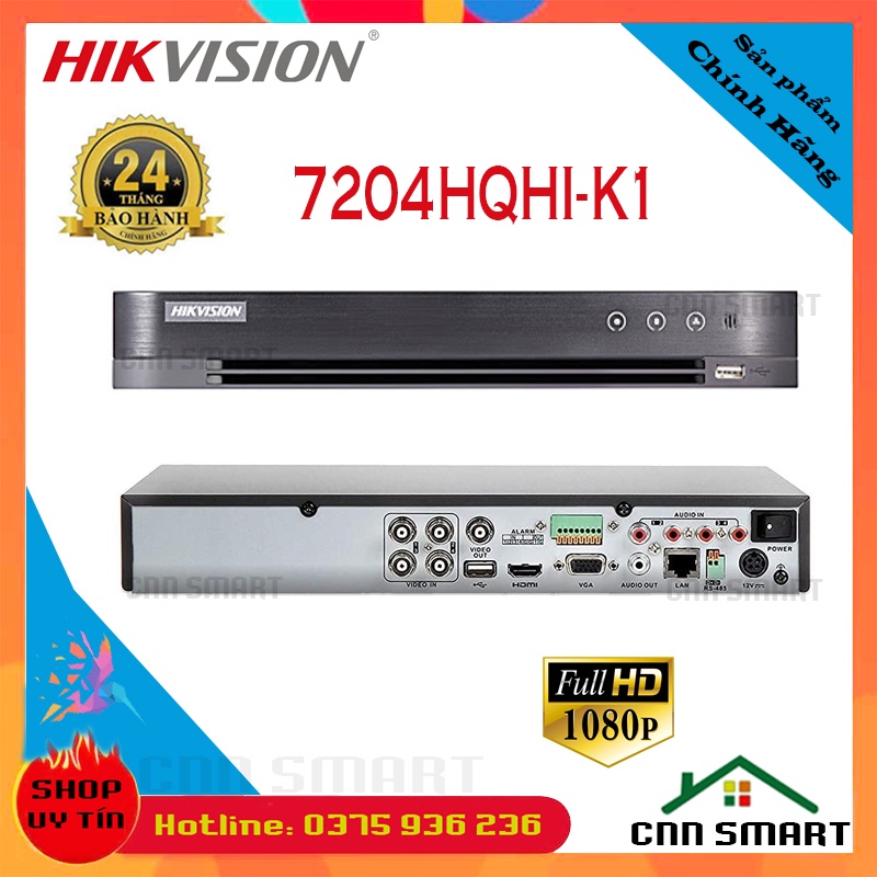 Đầu ghi hình Hikvision 4 8 16 kênh DS- 7204HQHI-K1 DS- 7208HQHI-K1 DS- 7216HQHI-K1 Full 2.0 Vỏ Sắt - CHÍNH HÃNG BH24TH