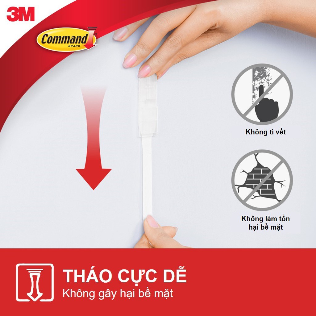 Móc dán tường đầu kim loại Command 3M vỉ 1 cái cỡ lớn chịu lực 2.2kg 17069