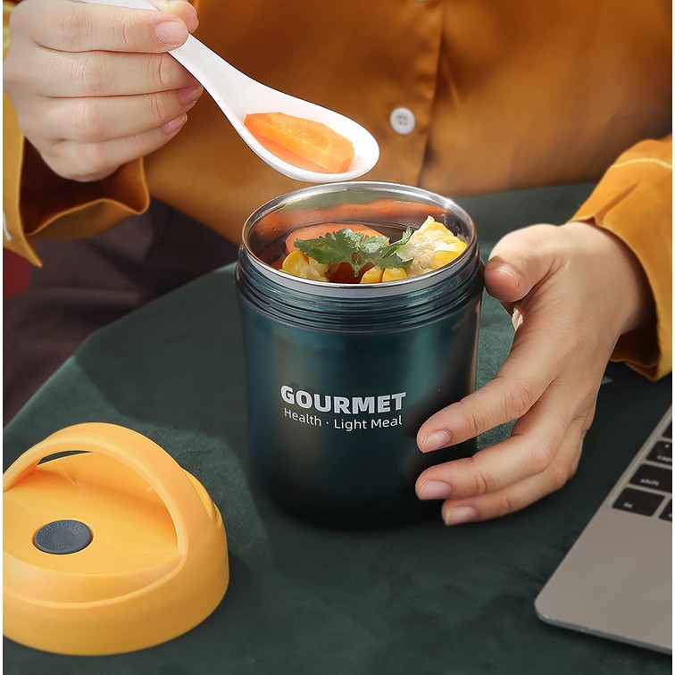 Cà Mên Giữ Nhiệt Đựng Canh Ủ Cháo GOURMET 500ml Lõi Inox Cao Cấp 304 - Tặng Kèm Muỗng | BigBuy360 - bigbuy360.vn