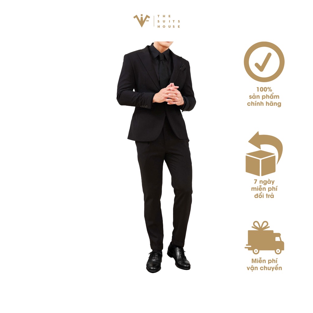 Vest NAM áo blazer vest suit đen AP 1 khuy 2 túi, satorial, chất vải WOOL, đứng form - THE SUITS HOUSE