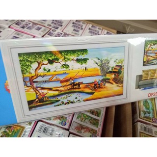 tranh đính đá phong cảnh hương vị đồng quê kt 180x110cm