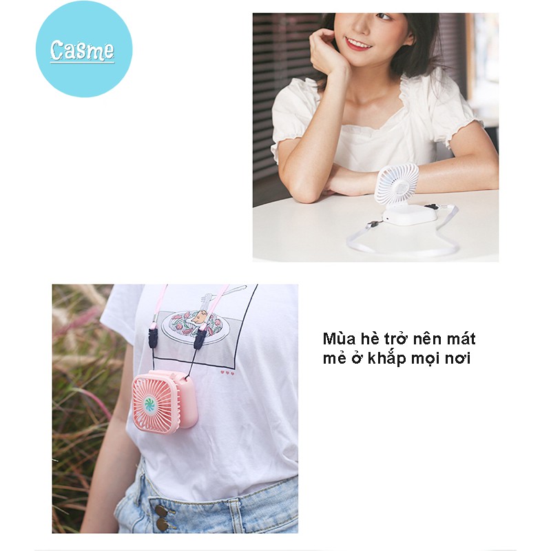 Quạt mini cầm tay Casme, có dây đeo cổ, để bàn, gấp gọn tiện lợi mang đi làm, đi chơi - Q007 | BigBuy360 - bigbuy360.vn
