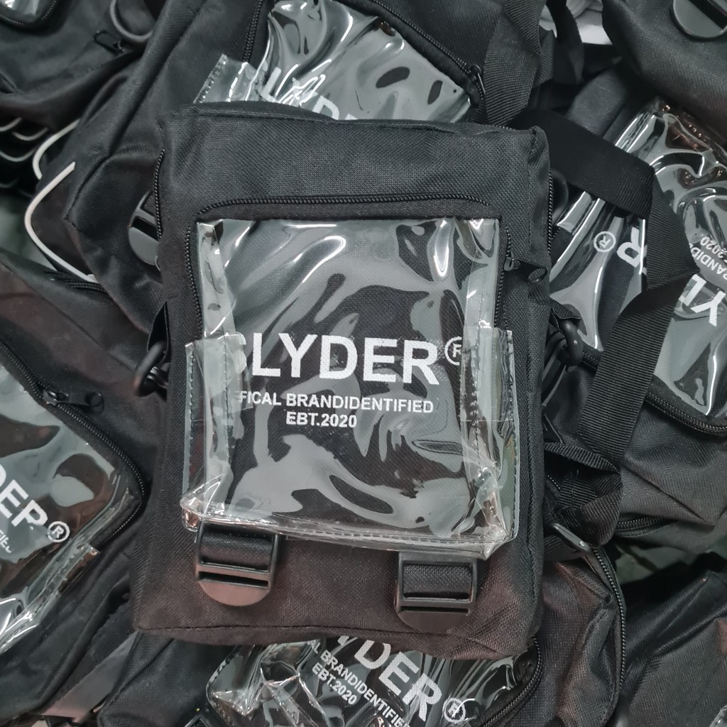 Túi xách đeo chéo nữ kiểu dáng mini bag thời trang canvas khóa kéo hai ngăn mặt gương trong suốt in chữ SLYDER | BigBuy360 - bigbuy360.vn