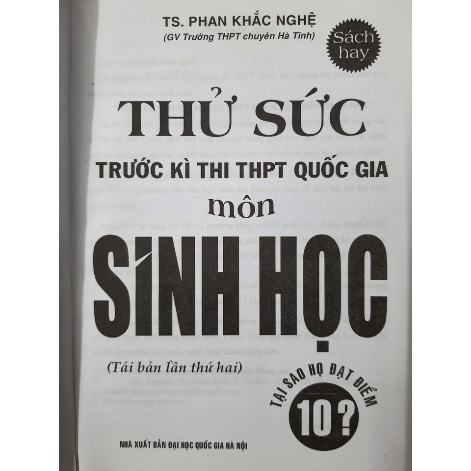 Sách - Thử sức trước kì thi THPT Quốc Gia môn Sinh học