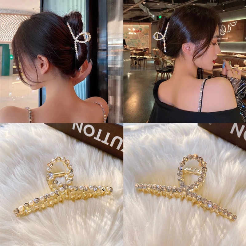 Kẹp Tóc Kim Loại Đính Đá / Ngọc Trai Thời Trang Cho Nữ