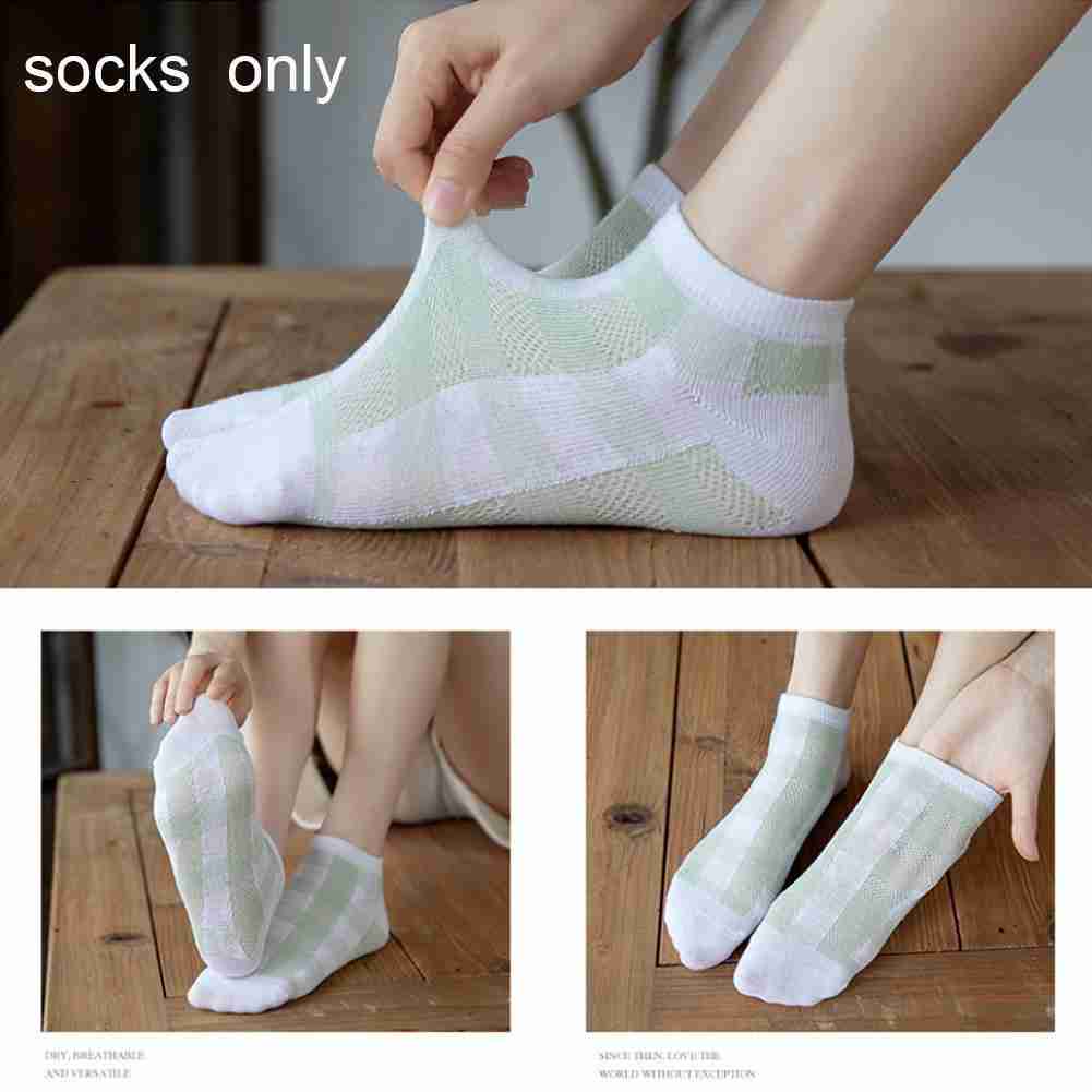 Tất thuyền mỏng cổ thấp in họa tiết lá hoạt hình màu xanh lá phong cách Nhật Bản cho nữ K4Q9 Y5C4 U4H0
