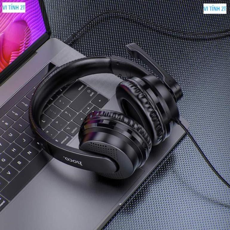 Tai nghe chụp tai có mic chơi game hoco W103 điều chỉnh âm lượng chơi game pubg liên quân trên PC máy tính điện thoại