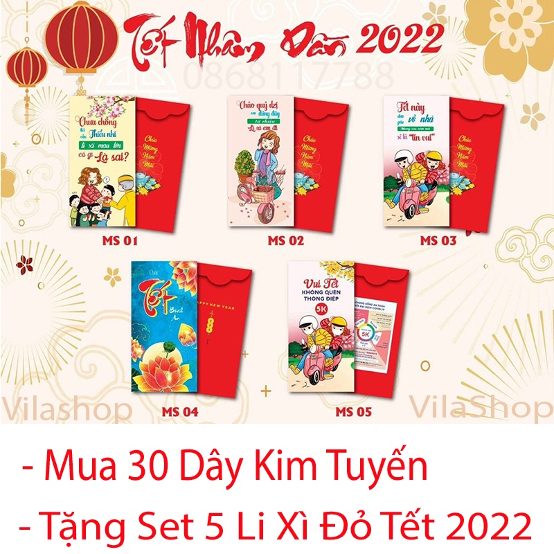 [ 7 Màu ] Dây Kim Tuyến Trang Trí Tết, Sinh Nhật, Noel - Kích Thước Dài 150cm