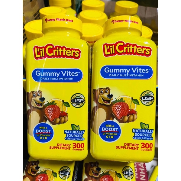 [CHÍNH HÃNG USA] Kẹo Dẻo Bổ Sung Vitamin L’il Critters Gummy Vites 300 viên.2024