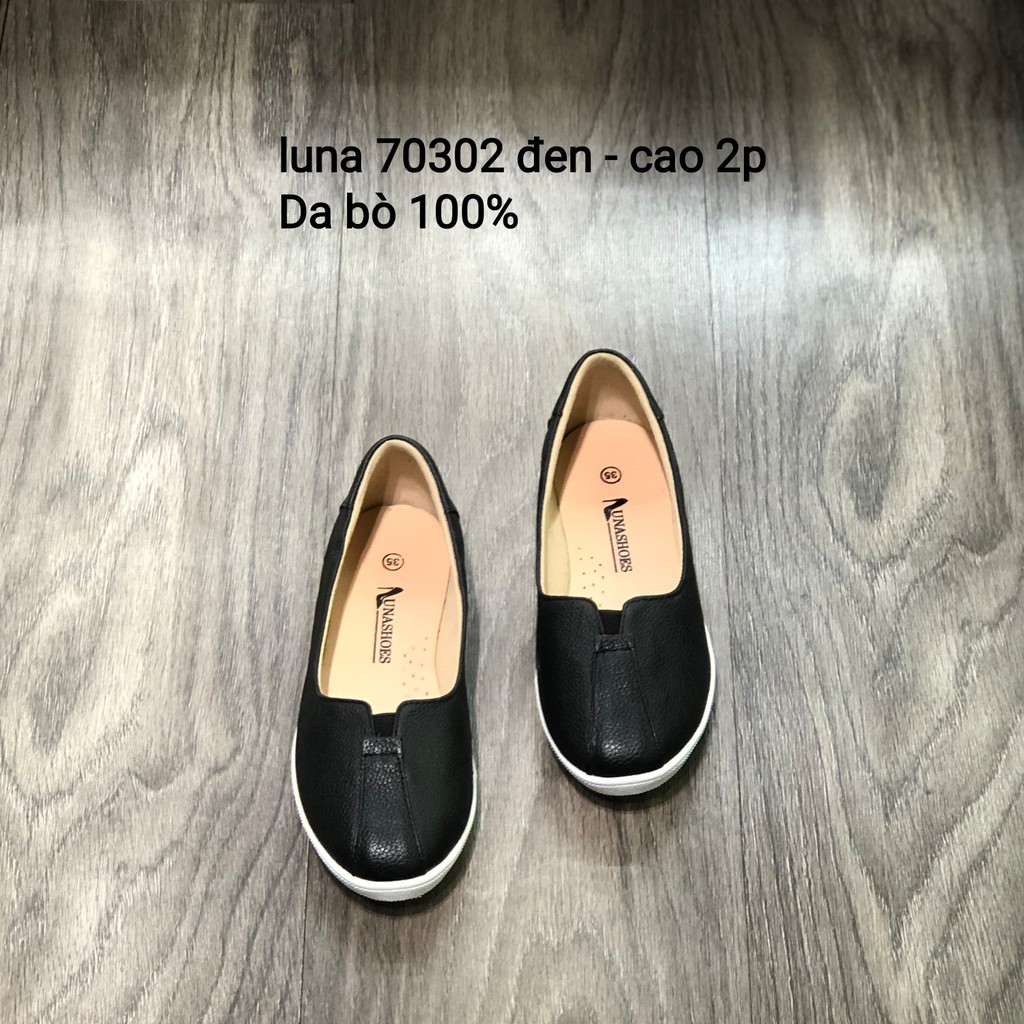 Giày Slip on nữ mềm Lunashoes 70302 giày lười nữ mũi tròn da thật bảo hành 2 năm 1 đổi 1 dễ đi êm chân dễ phối đồ