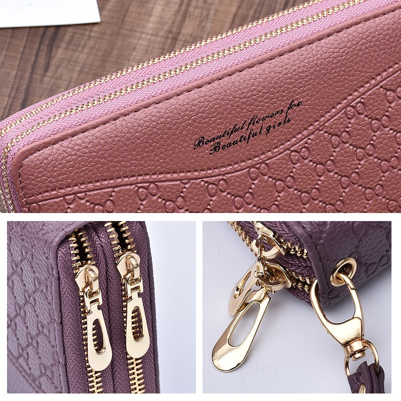 Women'S Wallet Long Large-Capacity Double Zipper Wallet Women'S Double-Layer Clutch Wallet