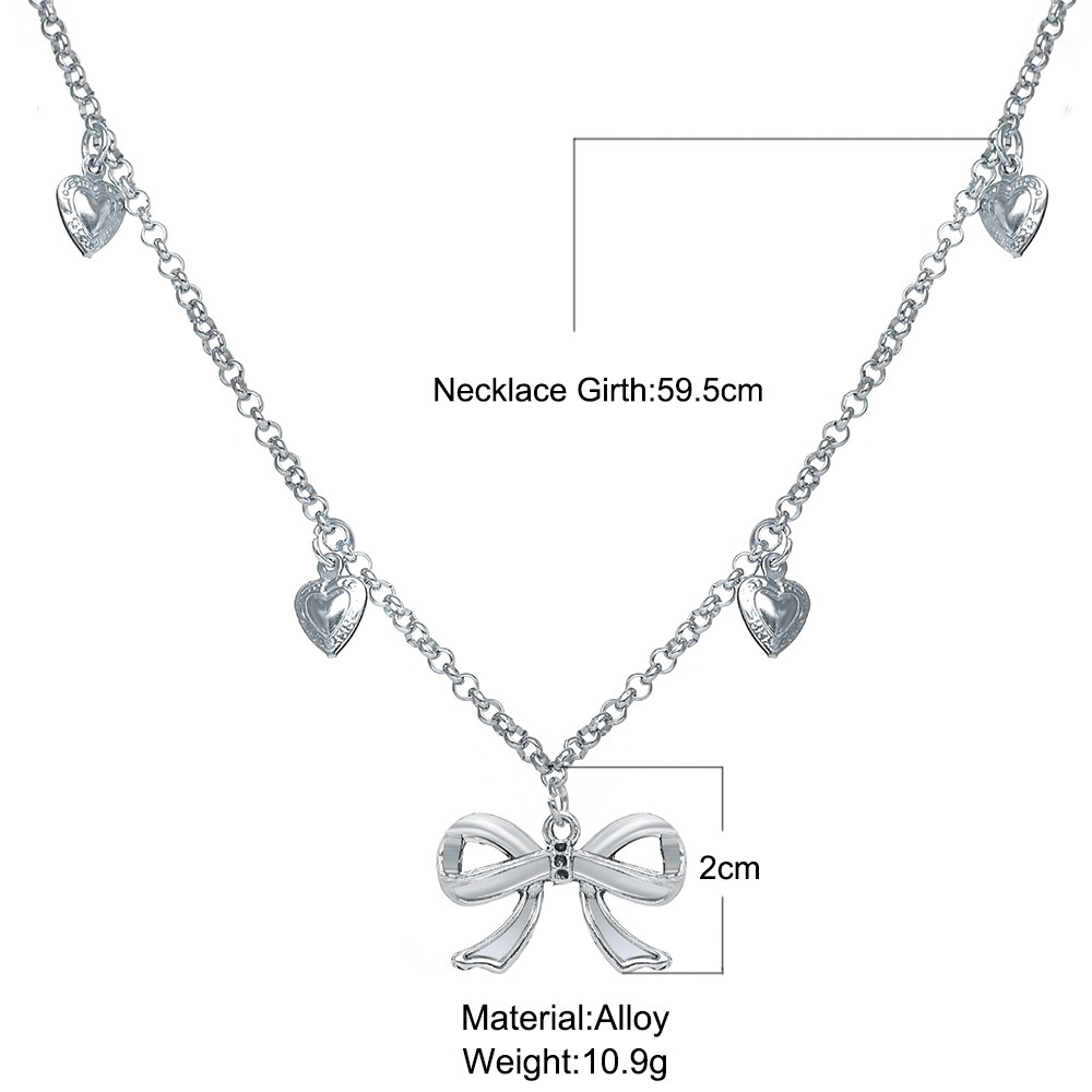 Dây chuyền đính hình nơ và trái tim phong cách Hàn cá tính giản đơn hợp thời trang