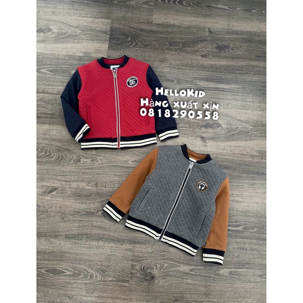 A544 - Áo khoác nỉ trần bông dáng bomber bé trai
