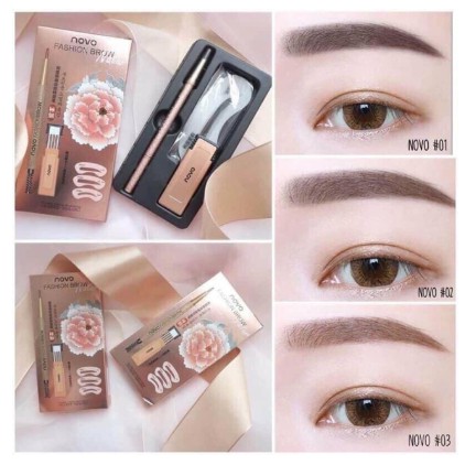 Chì kẻ Mày 2 đầu Cao Cấp Novo Fashion Brow Tặng 3 lõi + 3 khuôn