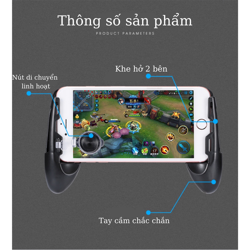 Tay cầm chơi game có nút bấm cho game PUBG, ROS, Free Fire,tay chơi game cho điện thoại