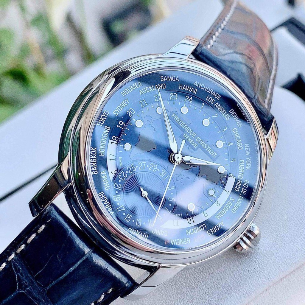 Đồng hồ nam chính hãng Frederique Constant Classic Worldtimer Manifacture FC718NWM4H6 - Máy cơ tự động - Kính Sapphire