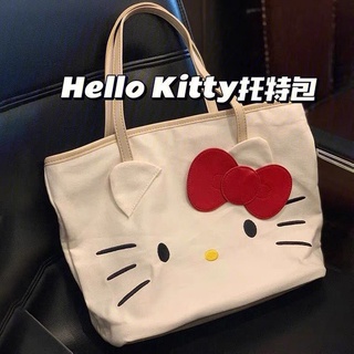 Túi Xách Canvas Cỡ Lớn In Hình Hello kitty Dễ Thương Cho Nữ