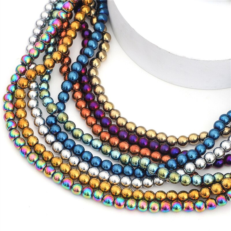 Chuỗi Hạt Đá Hematite Tự Nhiên 2 / 3 / 4 / 6mm Làm Trang Sức Thủ Công 15 &quot;