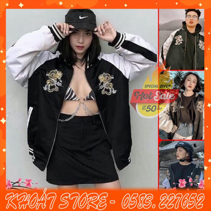 ÁO KHOÁC DÙ Bomber Dragon (M910 - In Rồng - Kèm Ảnh Thật) (KHOÁT STORE)