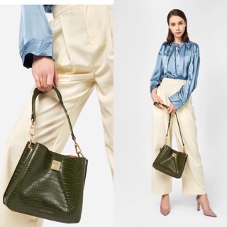 CHARLES & KEITH CROC-EFFECT BUCKET SHOULDER BAG