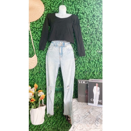 Thanh lý set jean lưng cao size S dưới 48kg