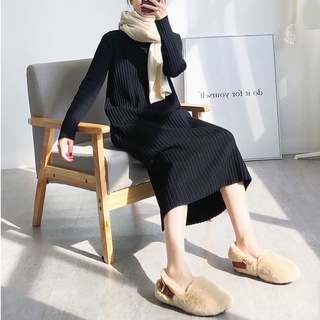 [Có sẵn] Váy Len Đũa Dáng Suông Quảng Châu 3 Màu Basic Hottrend