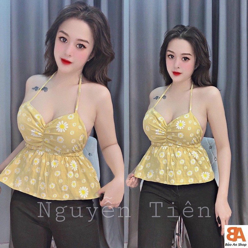 Áo yếm cột dây hoa ( có mút ngực)