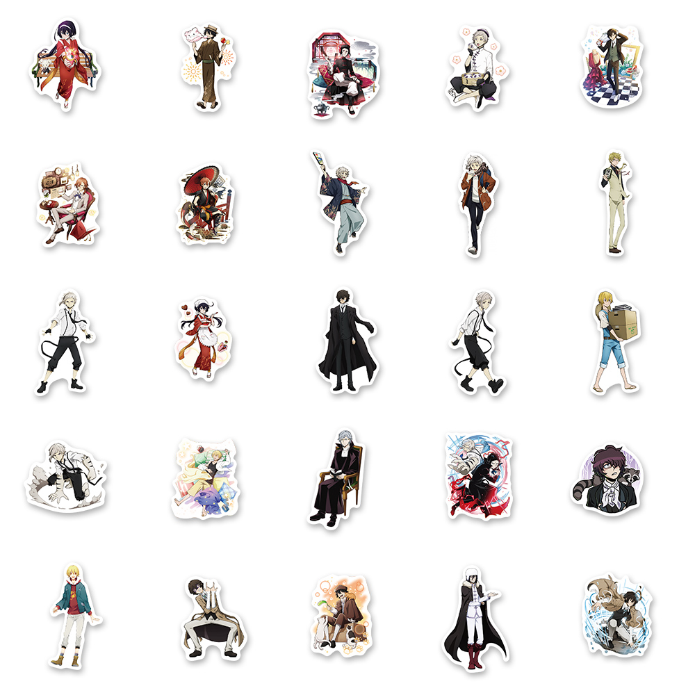 Set 50 / 100 Miếng Dán Hình Trang Trí Hoạ Tiết Bungo Stray Dogs Chống Thấm Nước