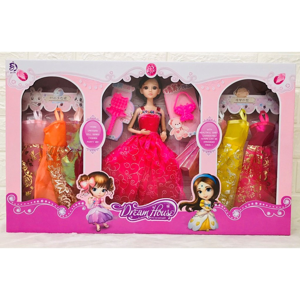 HỘP BÚP BÊ BARBIE CÙNG BỘ SƯU TẬP VÁY DẠ HỘI