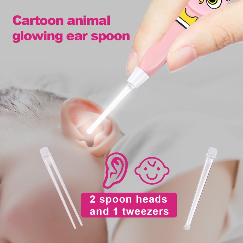 Bộ Dụng Cụ Vệ Sinh Tai Có Đèn LED Họa Tiết Hoạt Hình Dễ Thương