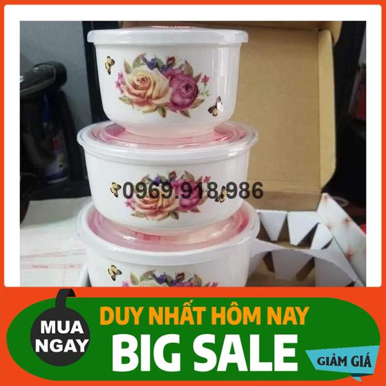 🍰 Bộ Bát Thố Sứ Bát Tràng Đựng Cơm 3 Cái Có Nắp Đậy Hút Chân Không Đẹp Giá Gốc Sỉ Rẻ 💛 Tổng Kho Gia Dụng Vũng Tàu💛