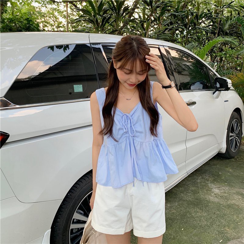 Áo babydoll 2 dây bản to chất đũi dành cho nữ phong cách hàn quốc siêu xinh freesize Mã TT3