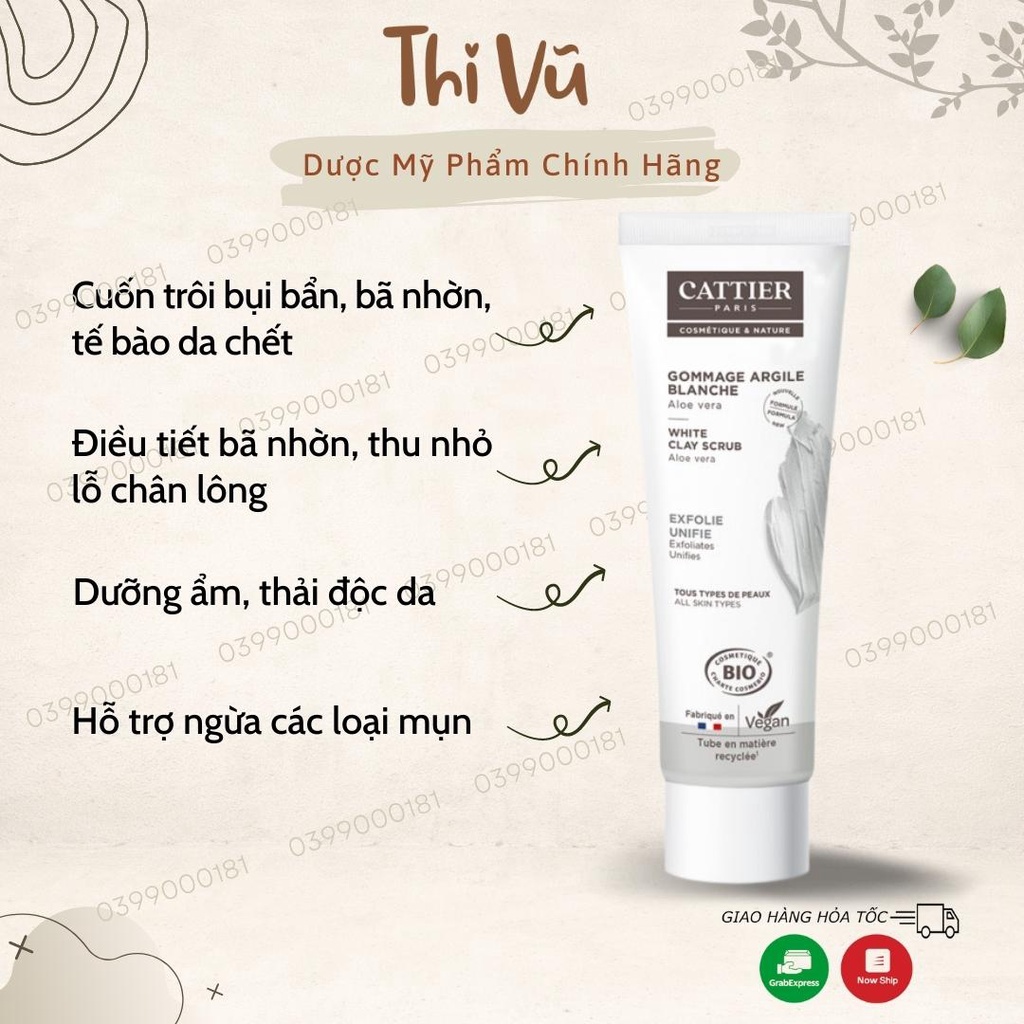 Tẩy Tế Bào Chết Cattier Gommage Argile Aloe Vera Clay Scrub 100ml - Thi Vũ