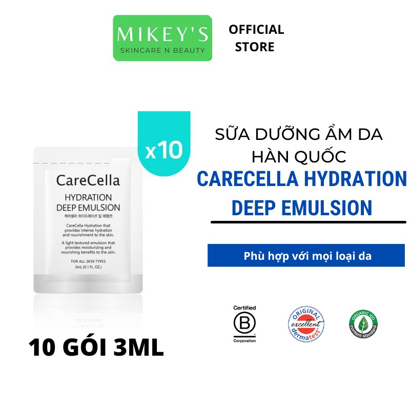 DƯỠNG DA mặt Carecella Mikeybeauty92 Sample sữa  Dưỡng Trắng Bảo Vệ hoàn hảo Hàn Quốc (set 10 gói)