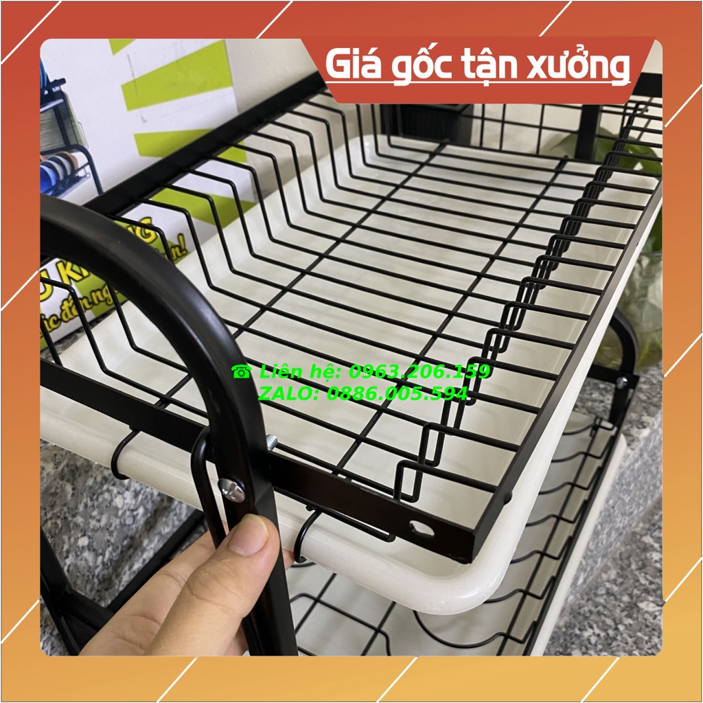 [HOT] Kệ Bát Đĩa 2 Tầng Bằng Thép Sơn Tĩnh Điện Màu Đen