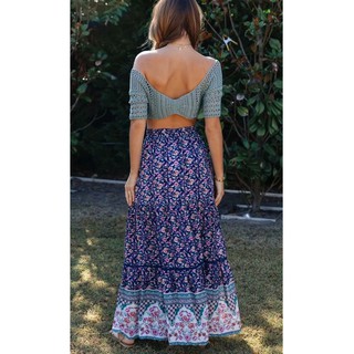 Chân váy thổ cẩm boho dáng dài